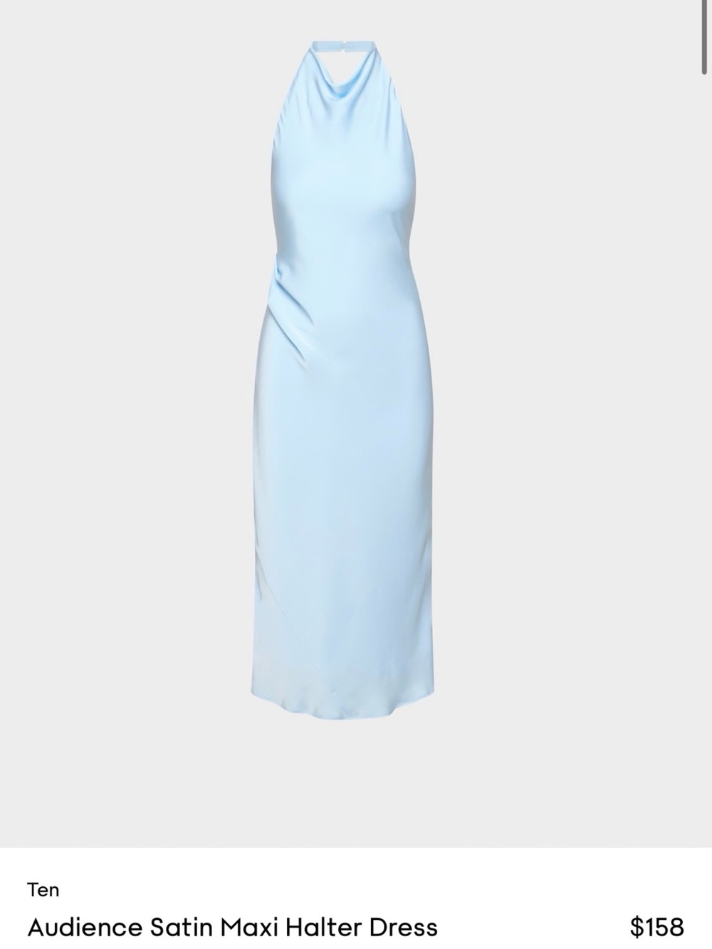 Aritzia Light Blue Satin Halter Maxi Dress